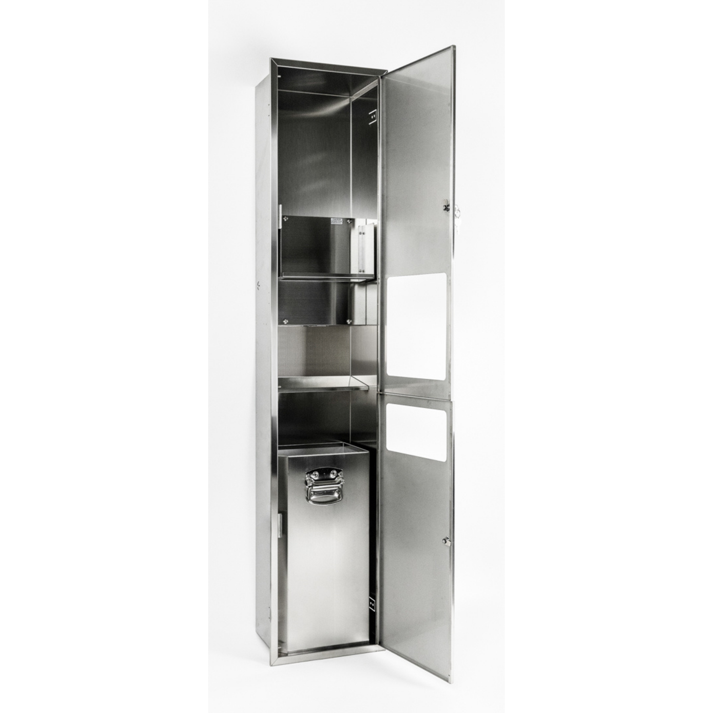 Metlam ML_ECLIPSE_3N1REC_D Accessible Paper Towel Dispenser, Hand Dryer & Waste Receptacle - Recessed in Satin Stainless Steel