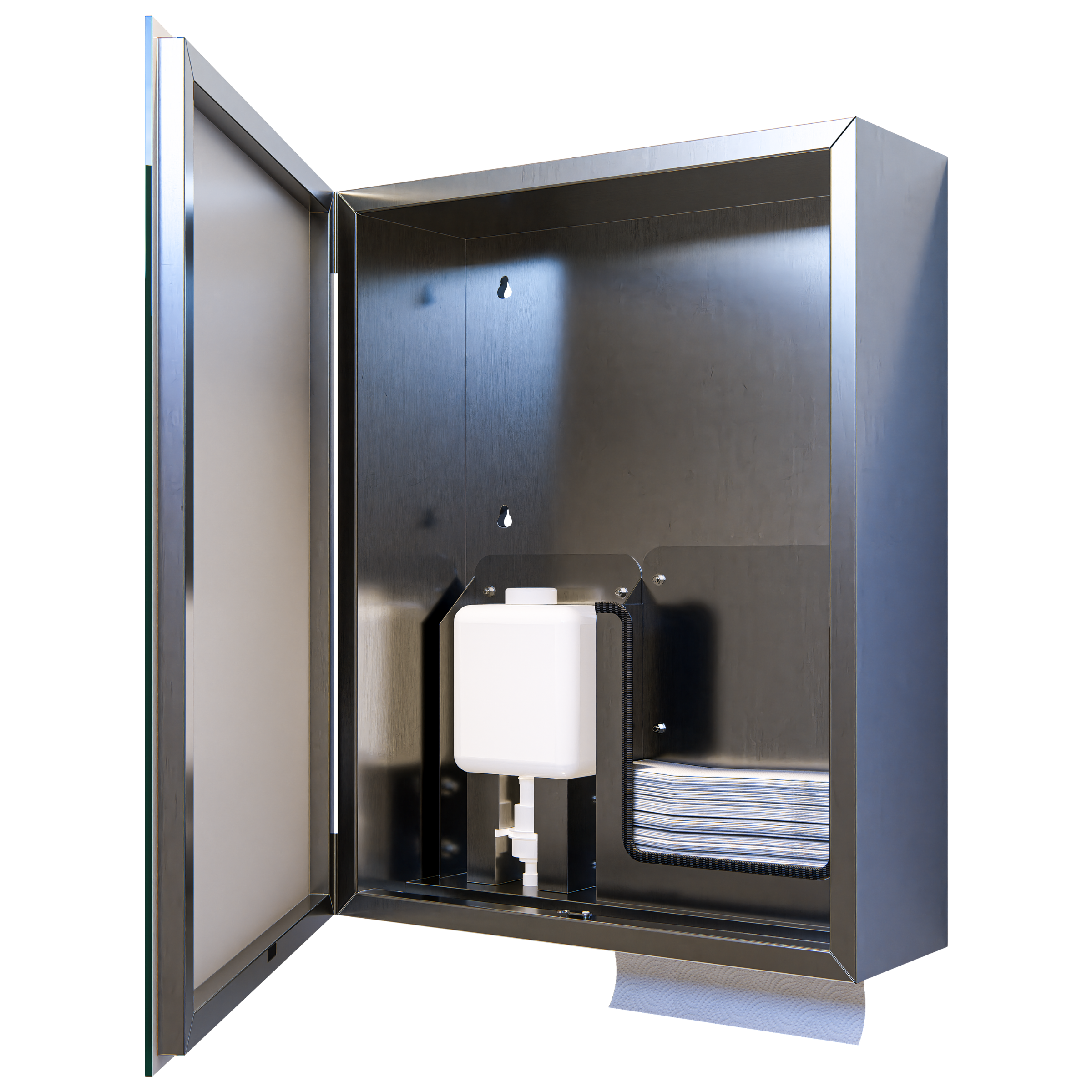Metlam ML_IMC2_SS Integrated Mirror Cabinet - Includes Soap Dispenser & Paper Towel Dispenser