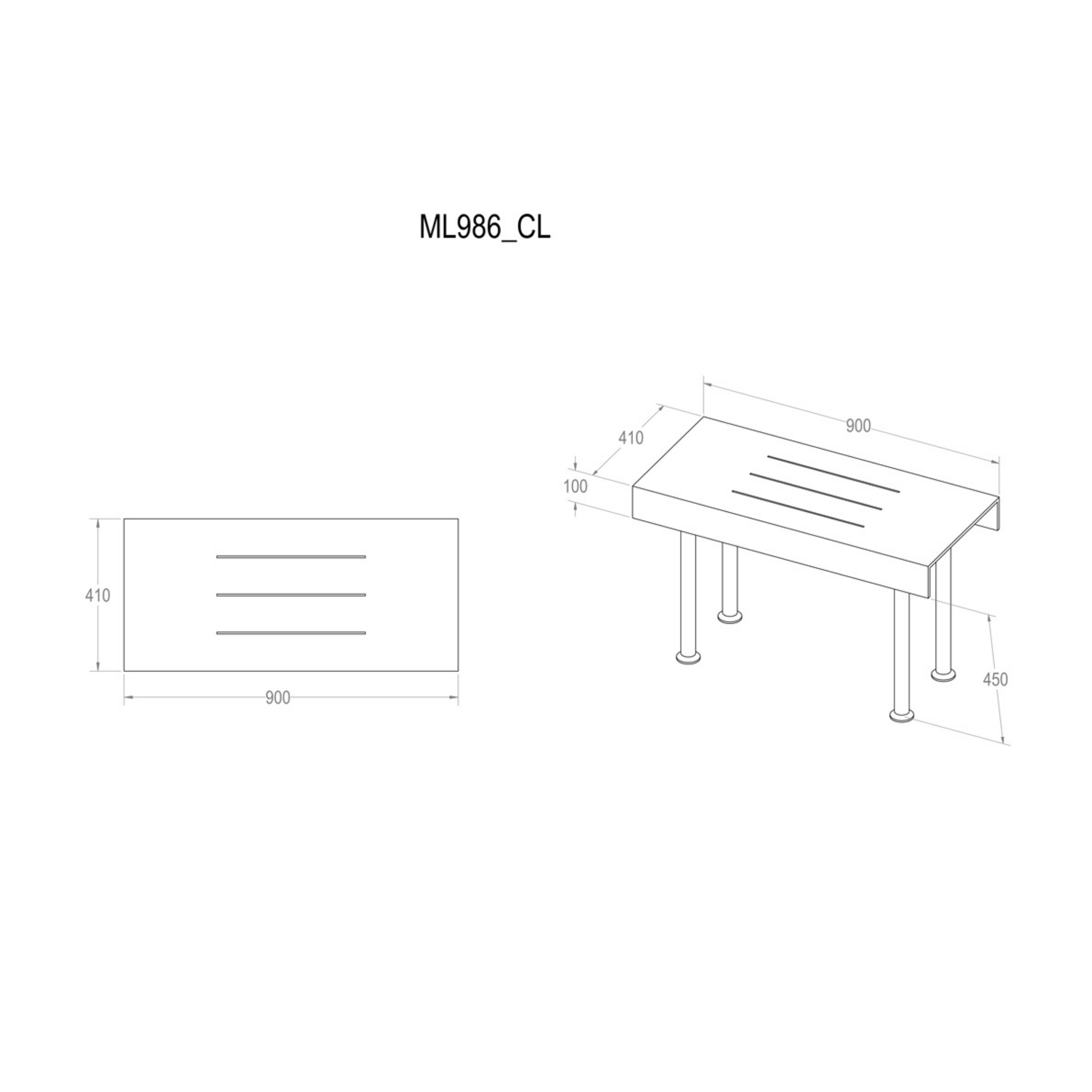 Metlam ML986_CL Bench Seat in Compact Laminate