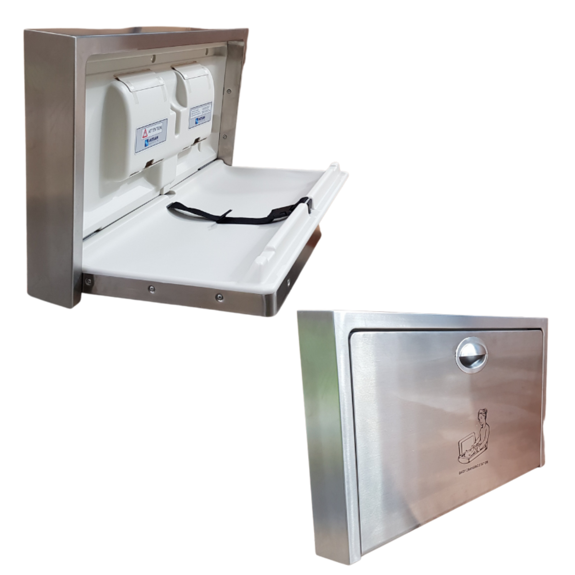 Metlam ML_8200SM Surface Mounted Horizontal Baby Change Station in Stainless Steel