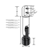Line diagram showing base, adjustment range, and fixing points for Metlam Designer Black 120-series cubicle leg