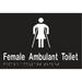 Metlam MLS16266_BLK female ambulant toilet sign in Designer Black vinyl – 220×150 mm acrylic with white braille & icon