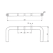 Technical drawing of Metlam ML315R_DESIGNER – 128mm D-Pull Handle with dimensions, tube diameter, and projection