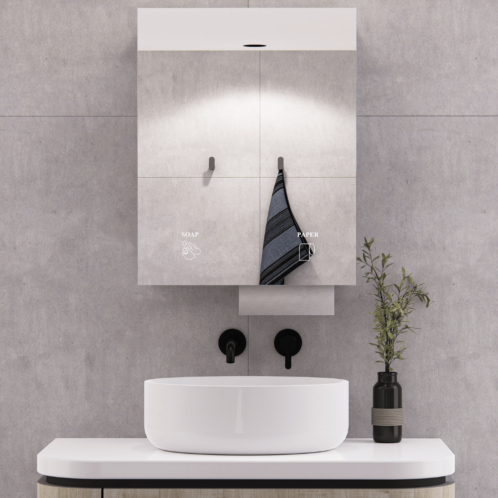 Metlam ML_IMC2_SS Integrated Mirror Cabinet - Includes Soap Dispenser & Paper Towel Dispenser