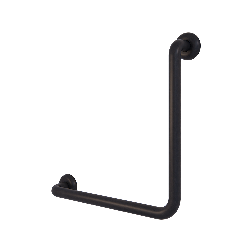Metlam MLR112_DESIGNER 90 Degree Ambulant Grab Rail in Designer Black – 450 x 450 mm Stainless Steel Support Rail for Accessible Bathrooms