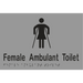 Metlam MLS16266_SIL female ambulant toilet sign in Silver vinyl – 220×150 mm acrylic with white braille & icon