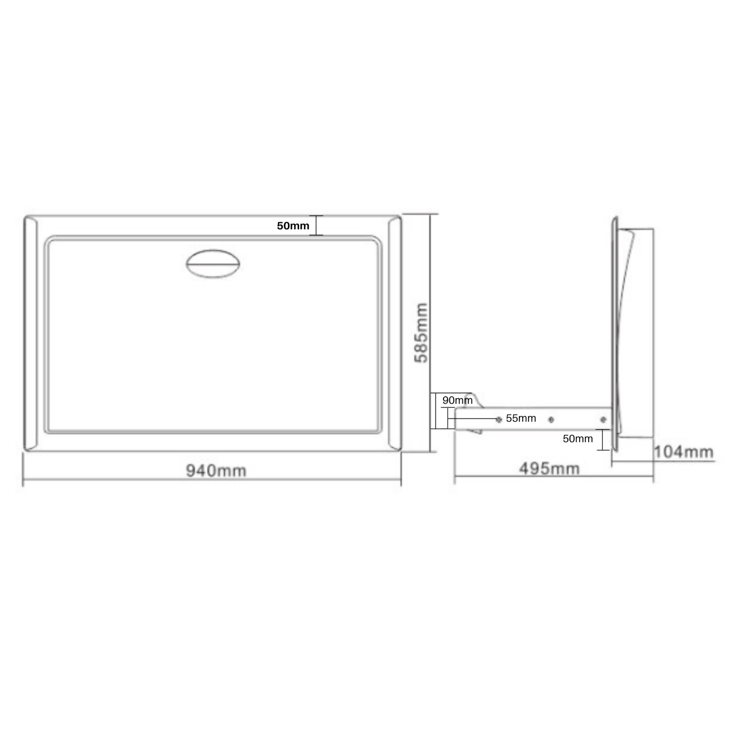 Metlam ML_8200REC Recessed Horizontal Baby Change Station in Stainless Steel