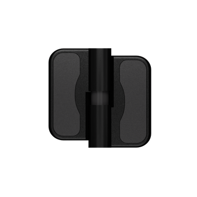 Metlam MODA_GRAVITY_DESIGNER gravity hinge in Designer Black – 77×81×20 mm reversible toilet partition hinge