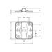 Line diagram of gravity hinge with lift-off clearance and bolt-through fixing details