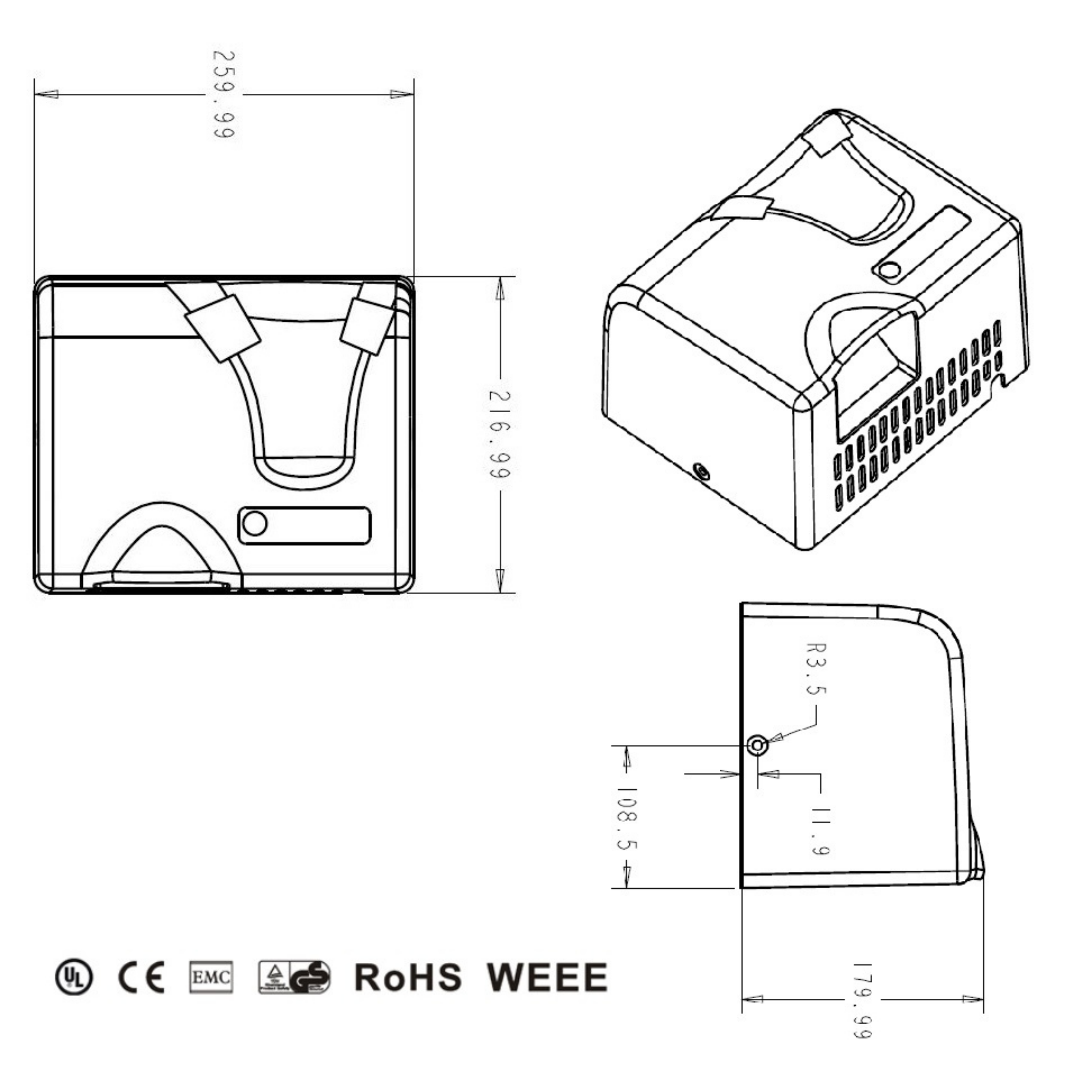 Metlam ML_1800_WHT Automatic Operation ABS Hand Dryer in White