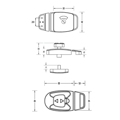 Metlam SERA_ERLOCK_DESIGNER toilet partition lock in Designer Black – cubicle hardware Specs
