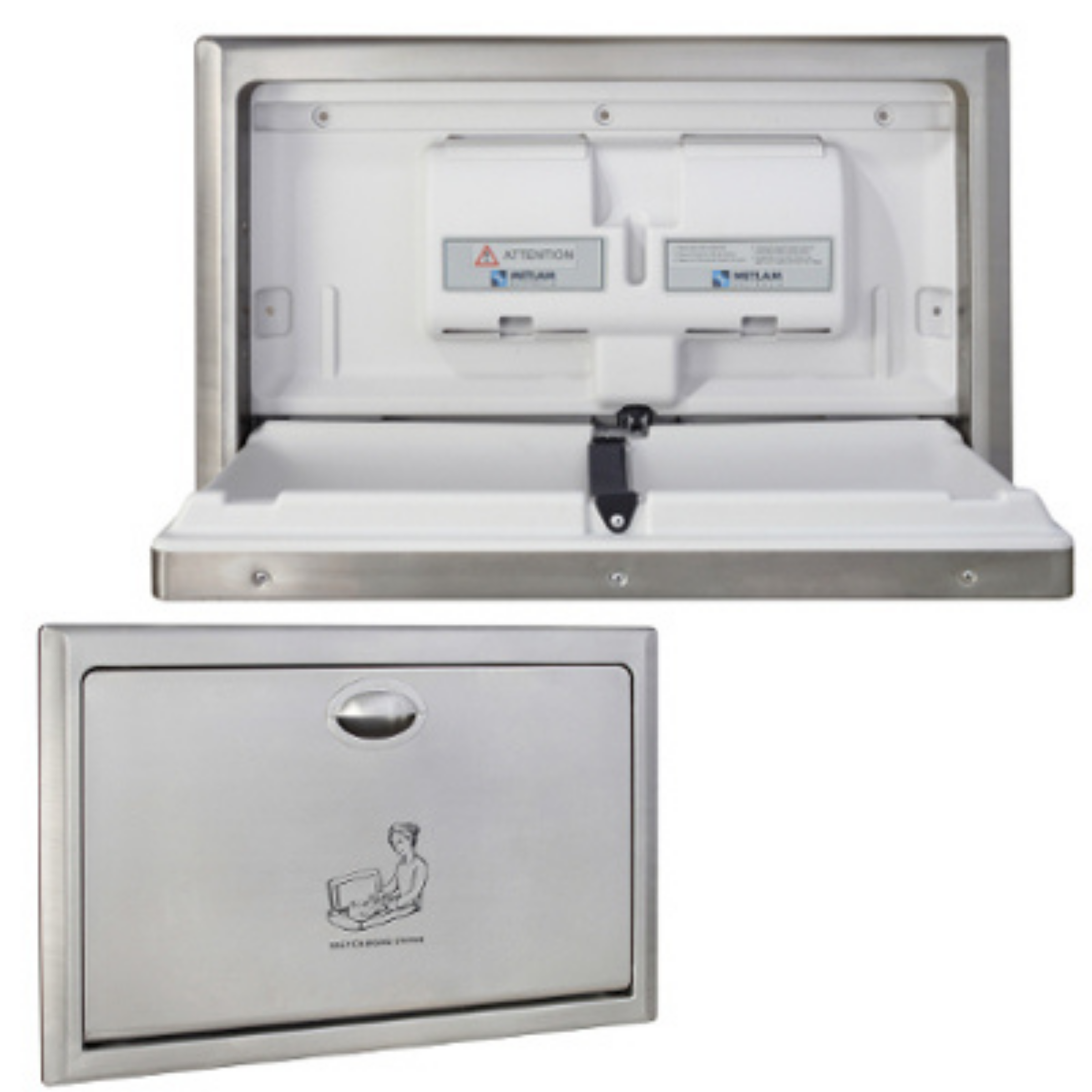 Metlam ML_8200REC Recessed Horizontal Baby Change Station in Stainless Steel